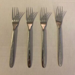 CG Stainless Japan Dinner Forks Fleur de Lis Vintage MCM Set of 4